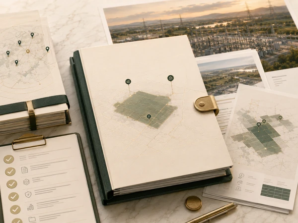 Qualified site submission — complete developer-ready package on marble desk