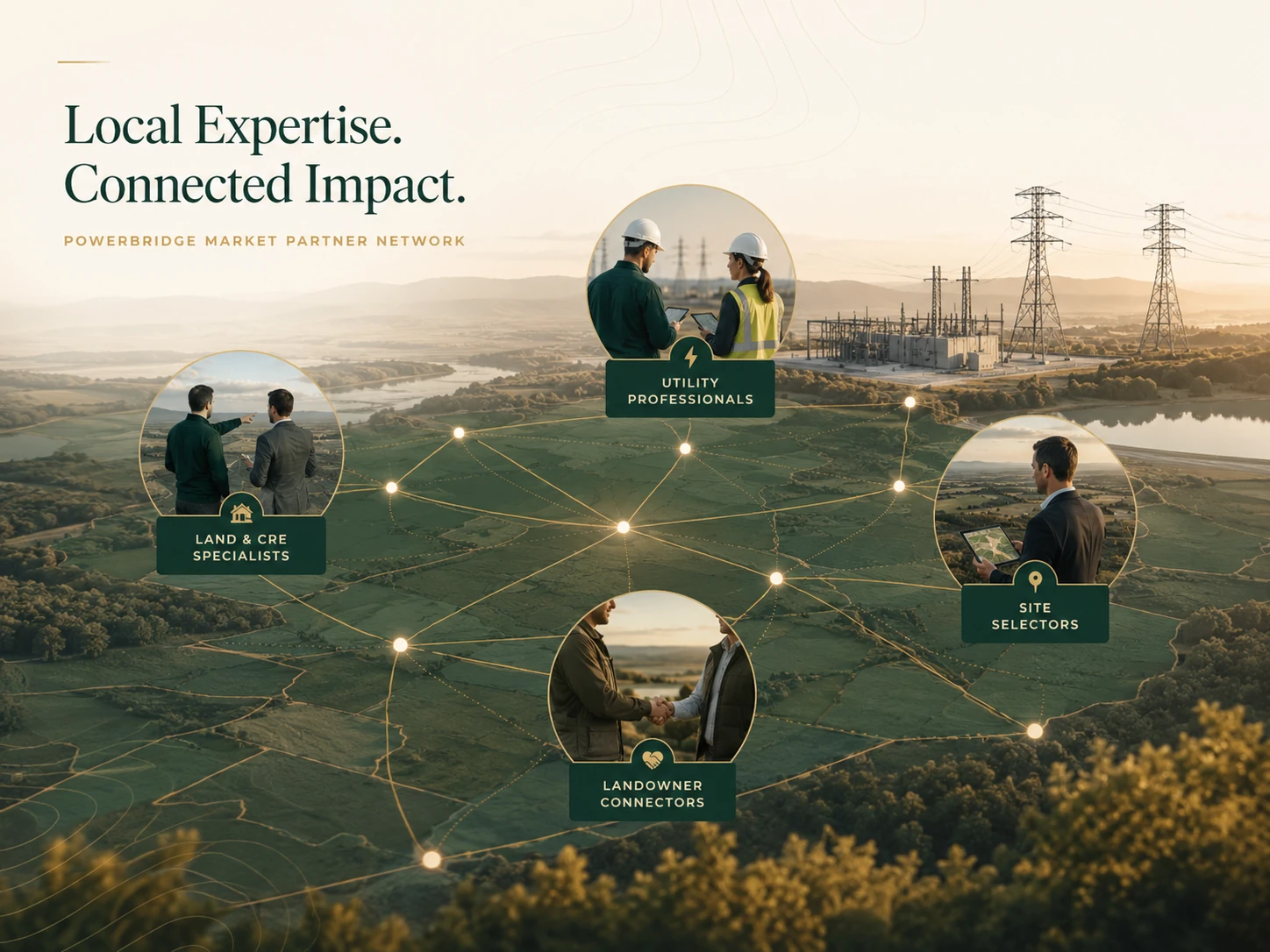 PowerBridge Market Partner Network — Land & CRE Specialists, Utility Professionals, Site Selectors, Landowner Connectors